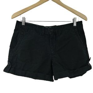 Lucky Brand Cuffed Camp Shorts Size 6 28 Chino Classic Black Cotton Pockets